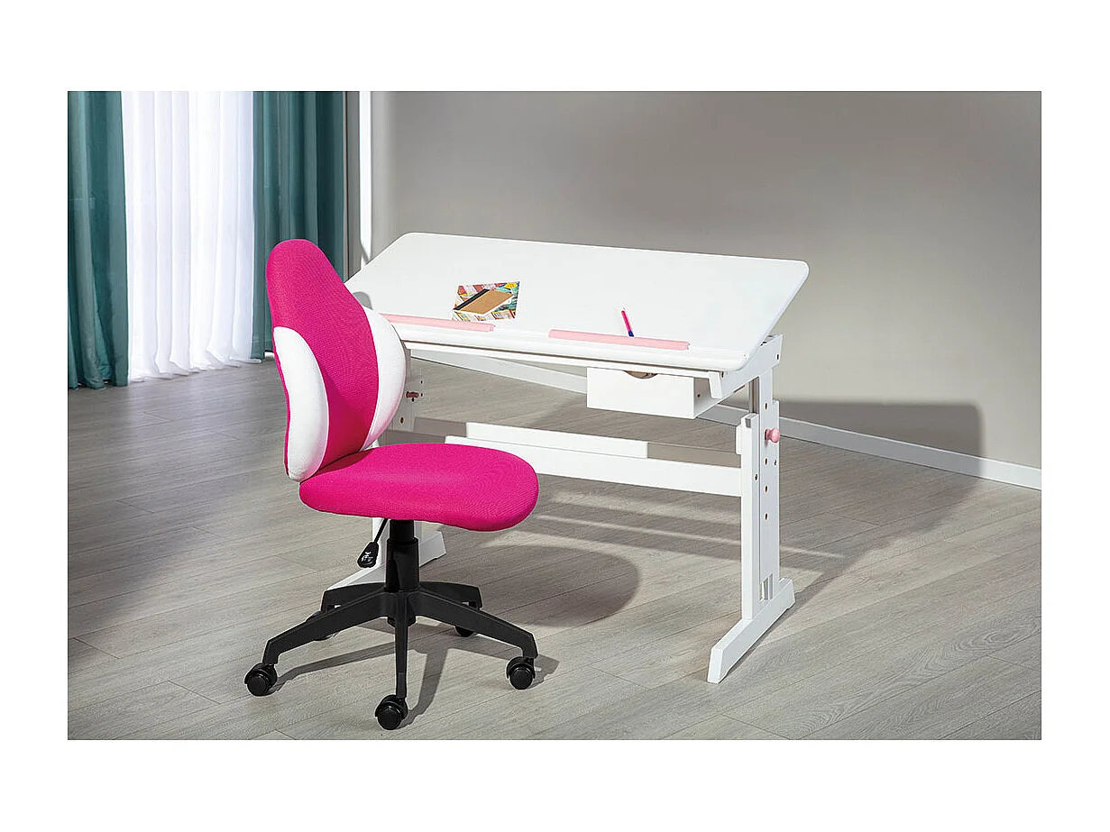 Batur Schreibtisch 1 Schublade weiss,blau/ pink.