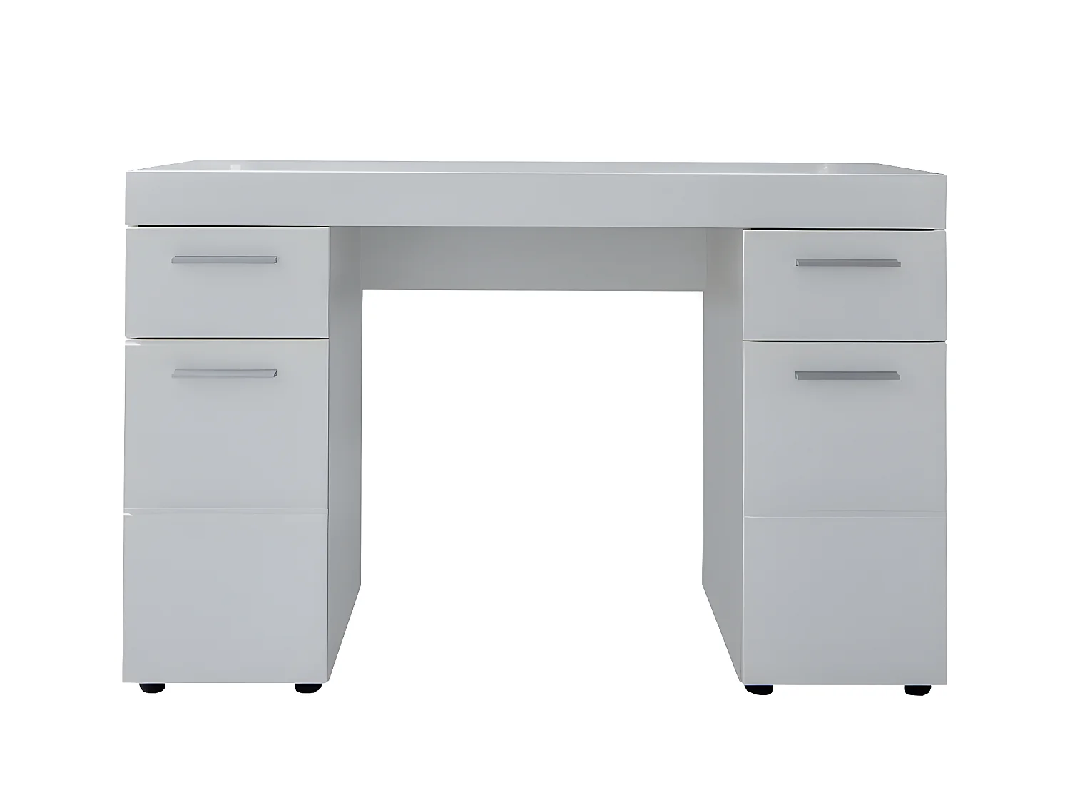 Amanda Bureau 2 portes, 2 tiroirs, blanc brillant.