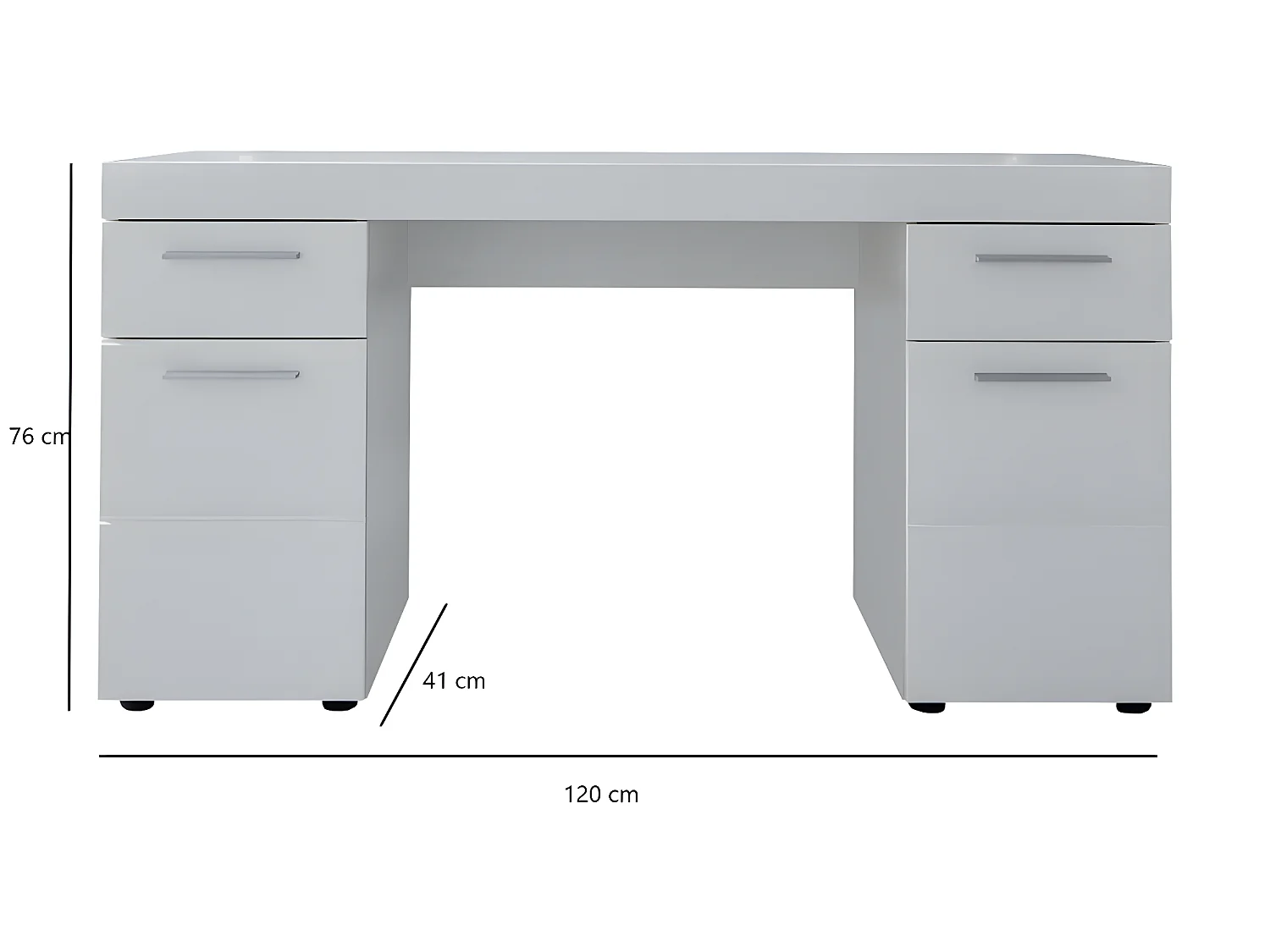 Amanda bureau 2 deuren, 2 laden wit hoogglans.