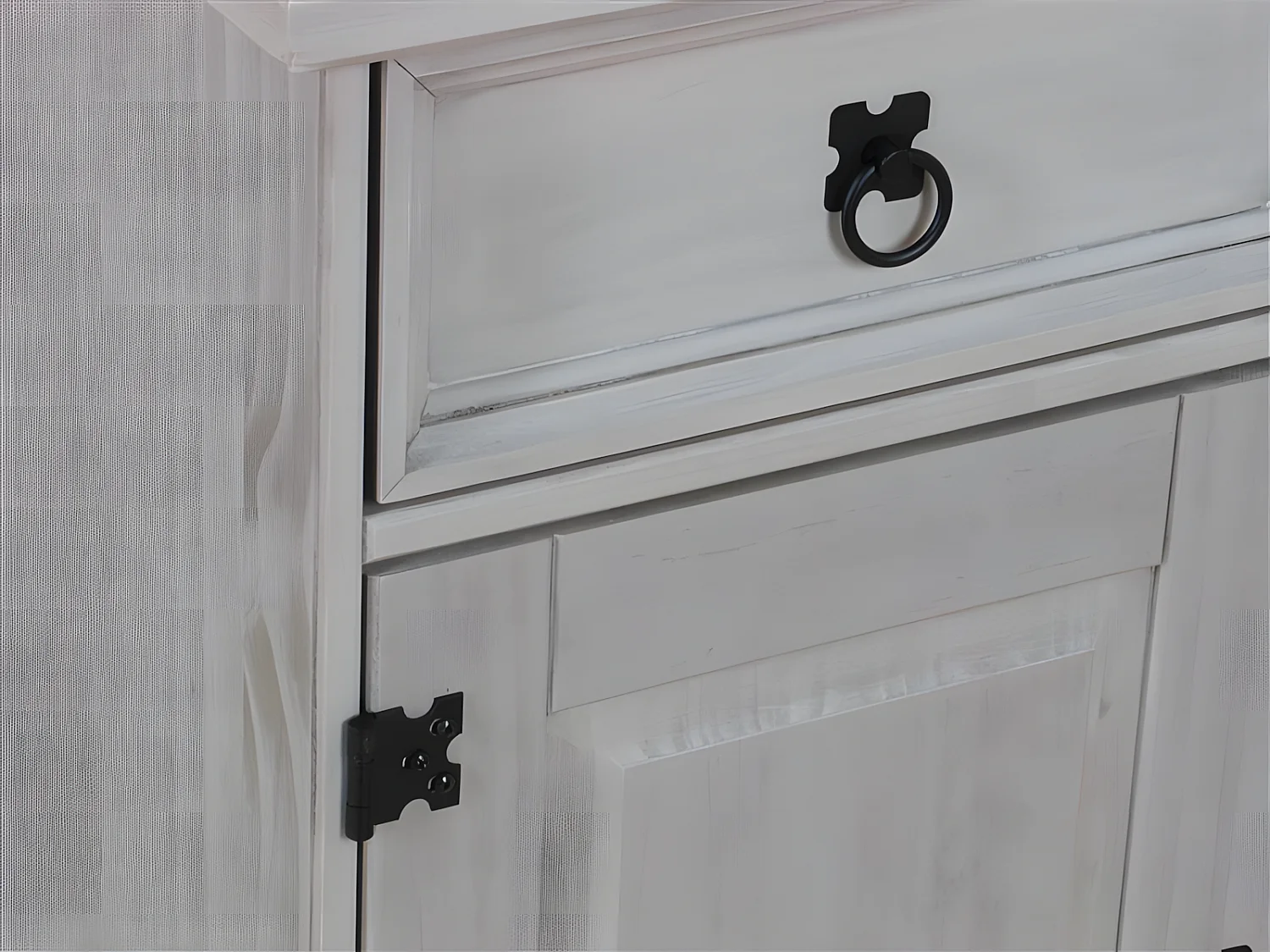 New Mexico Schreibtisch Breite 141 cm, Höhe 76 cm mit 5 Schubladen und 1 Tür in grau.