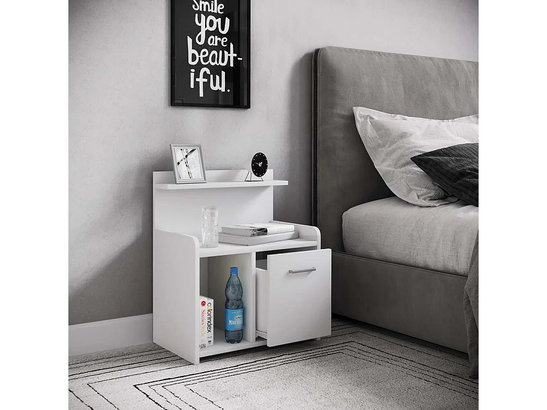 bedside table Nilasa White H. 60 x W. 47 x D. 29 cm
