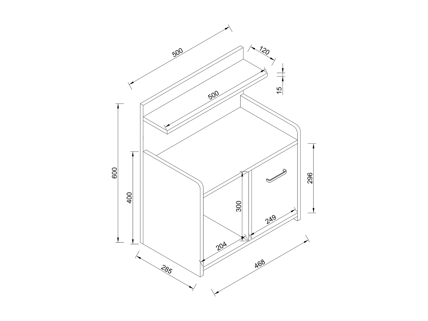 bedside table Nilasa White H. 60 x W. 47 x D. 29 cm