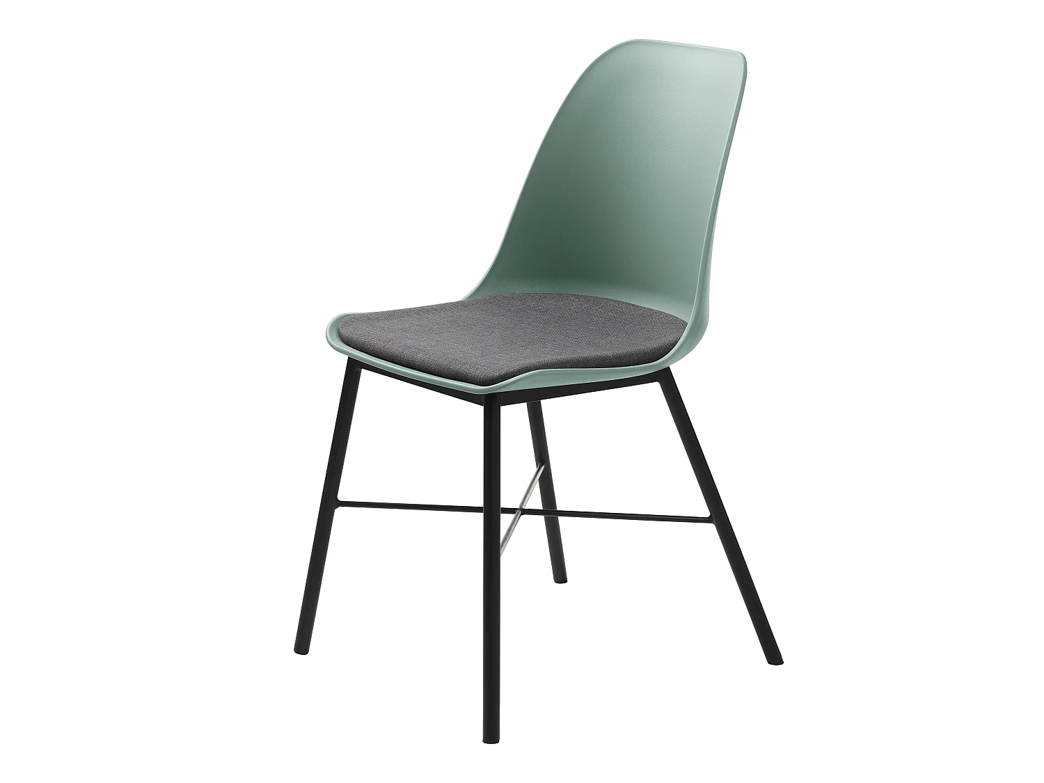 Whise Chaise de salle à manger en, vert et gris, avec structure en métal noir.