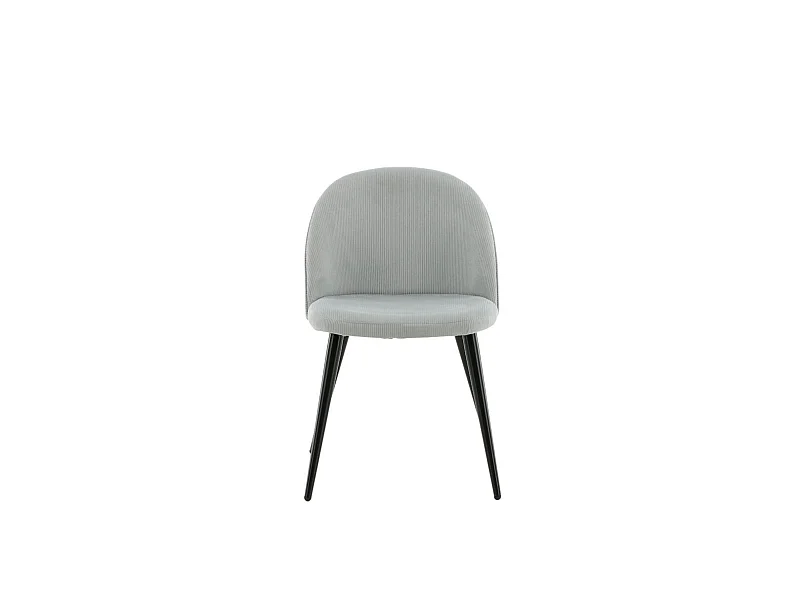 Silla de comedor de terciopelo gris claro y negro.