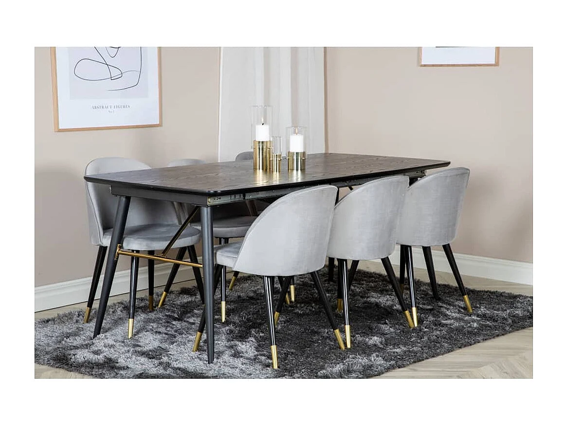 Velvet eetkamerstoel velours lichtgrijs.