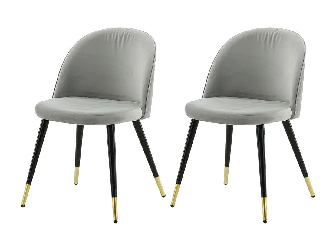 Chaises à manger lot de 2 Velvet noir, laiton et gris