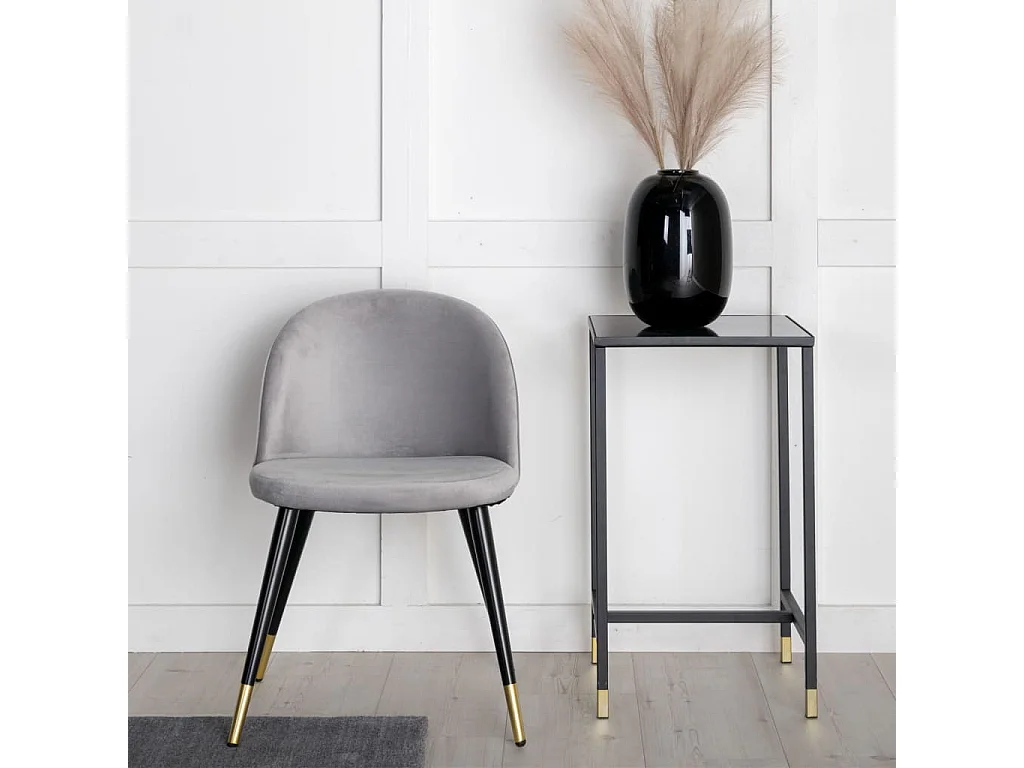 Chaises à manger lot de 2 Velvet noir, laiton et gris