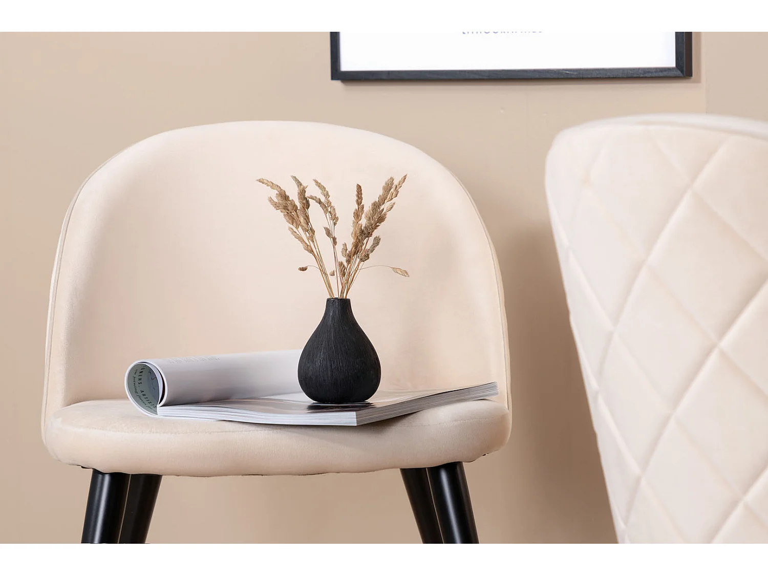 Velvet Esszimmerstuhl Velour beige.