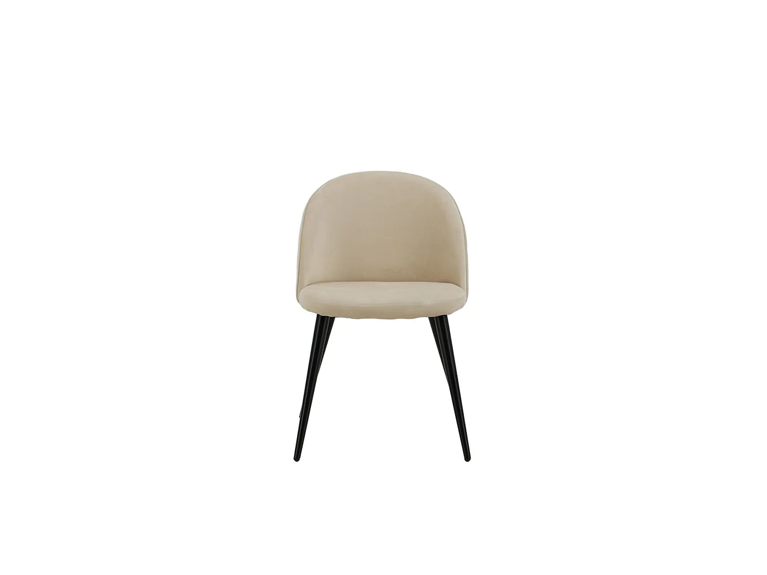 Silla de comedor de terciopelo beige.