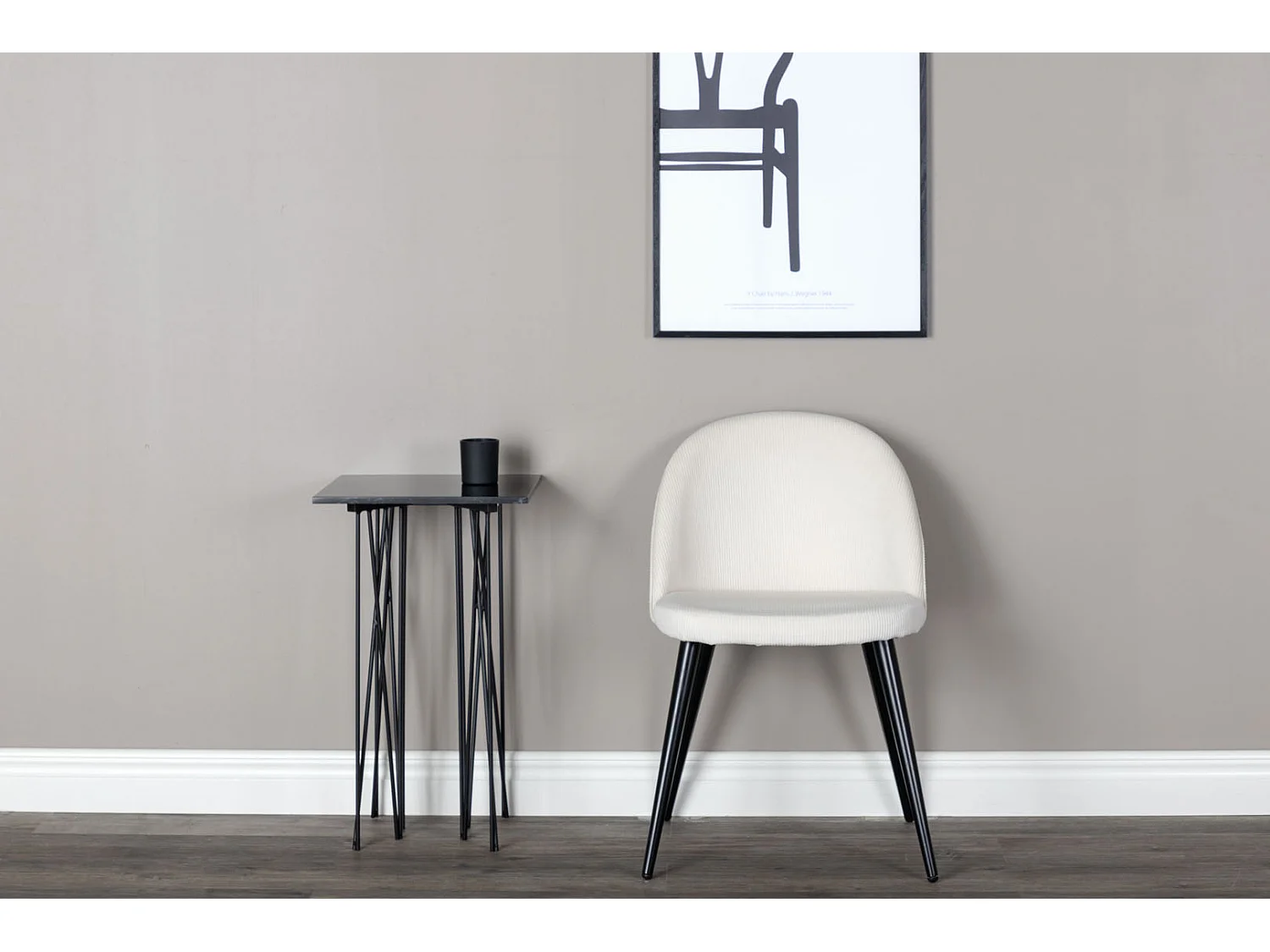 Velvet eetkamerstoel fluweel beige, zwart.