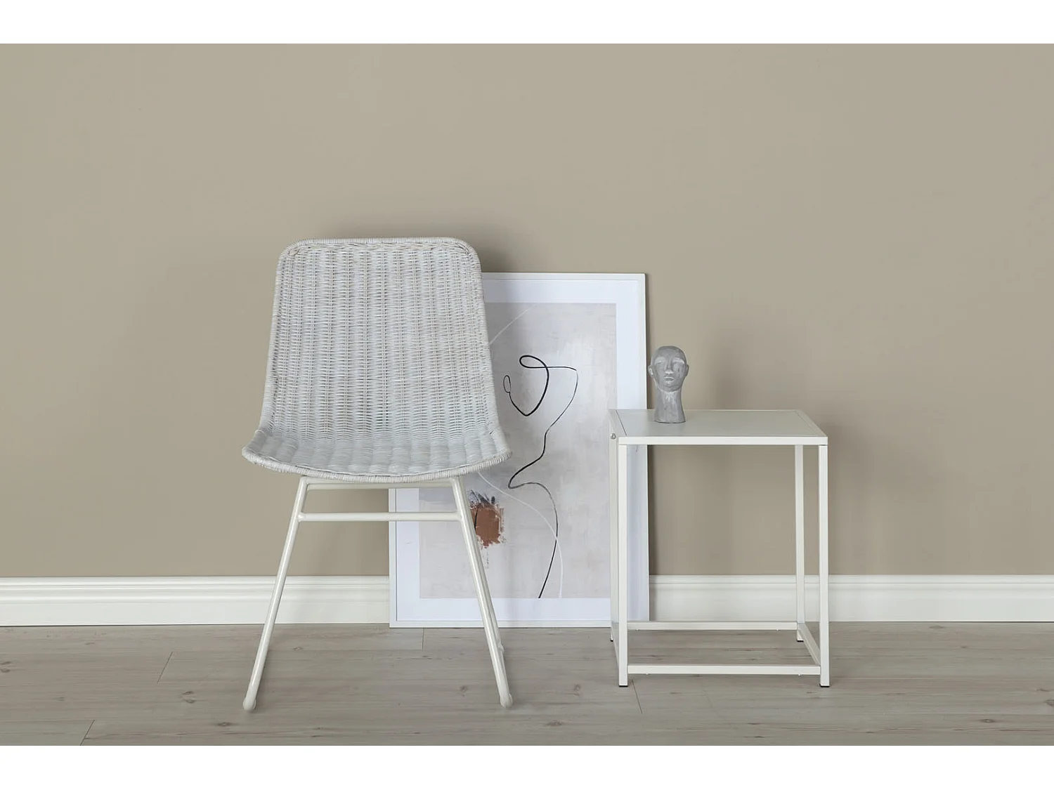 Cirebon Chaise de salle à manger en rotin Rattan whitewash.