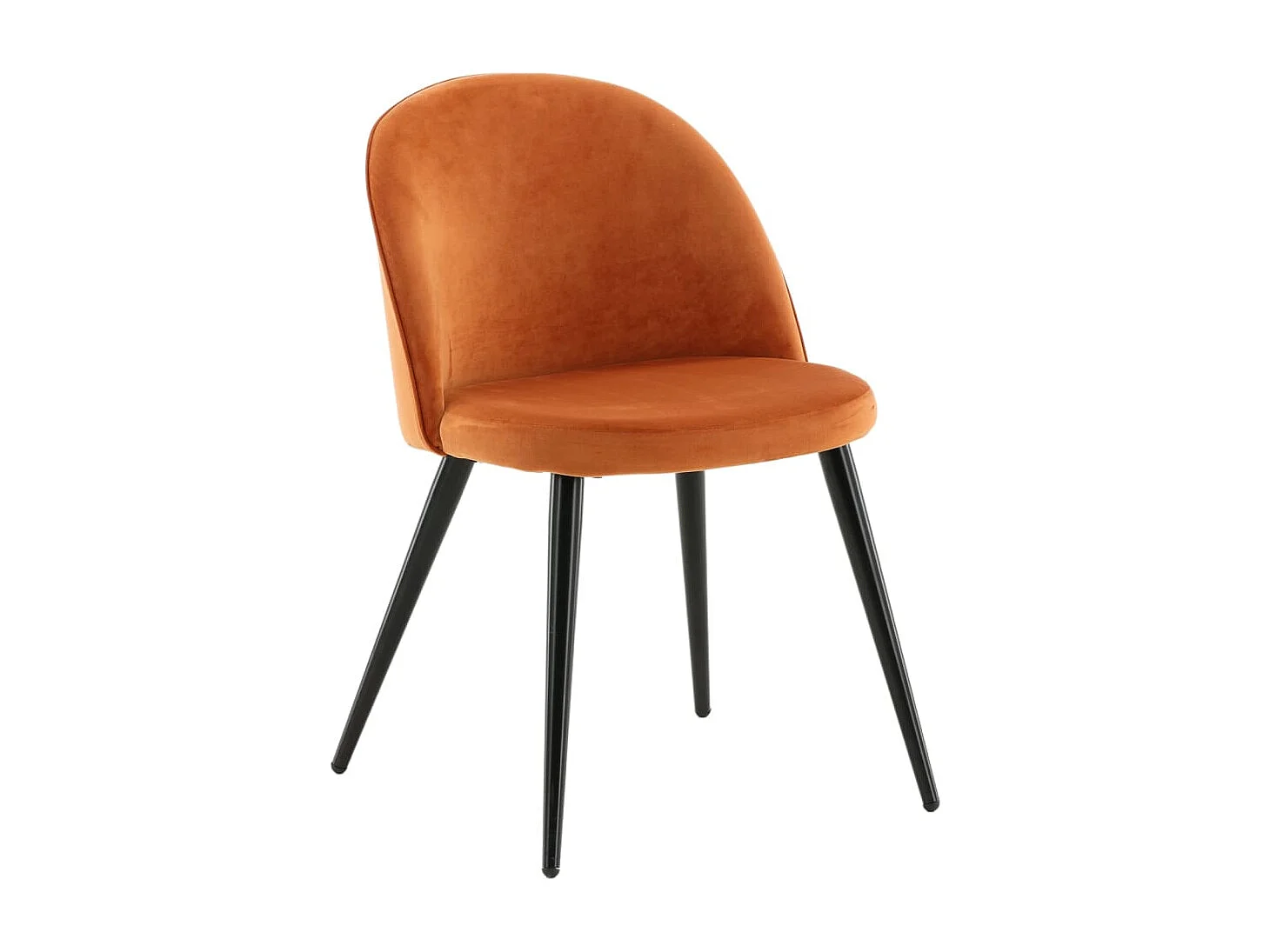 Velvet eetkamerstoel velours oranje, zwart.