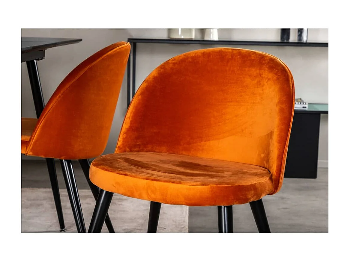 Chaises à manger lot de 2 Velvet noir et orange rouillé