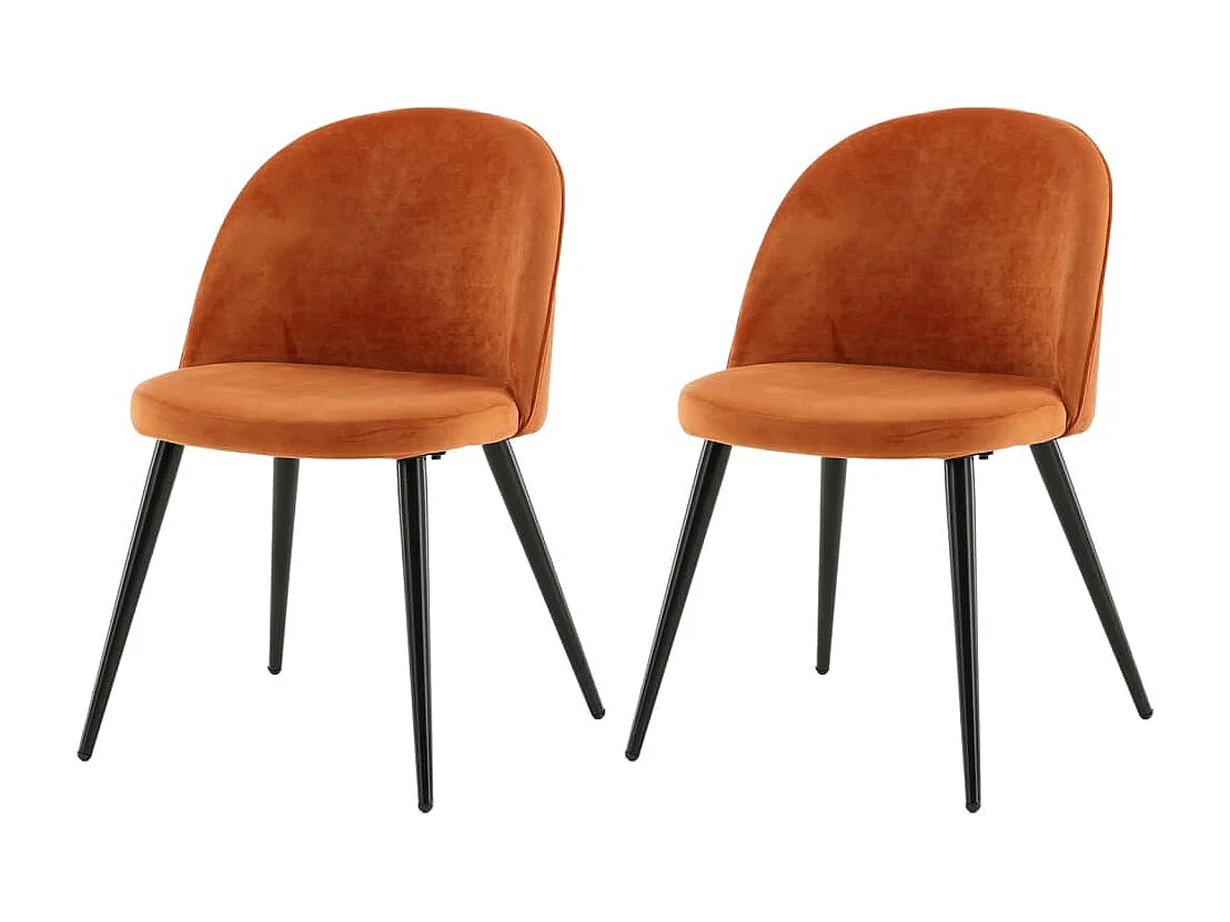 Chaises à manger lot de 2 Velvet noir et orange rouillé