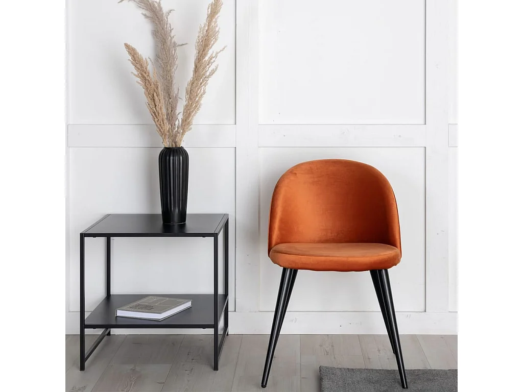 Chaises à manger lot de 2 Velvet noir et orange rouillé