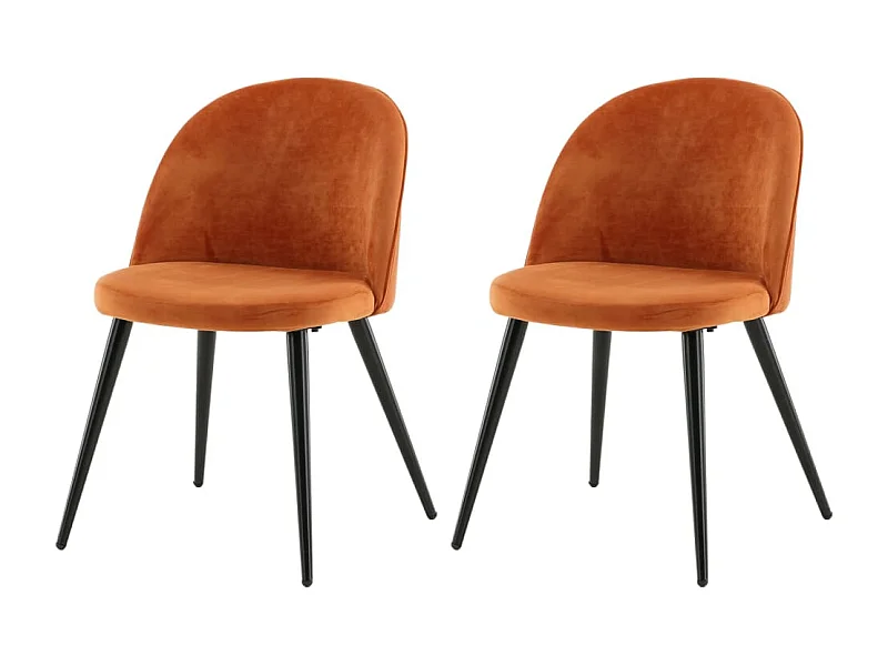 Conjunto de 2 cadeiras de jantar em veludo laranja e preto