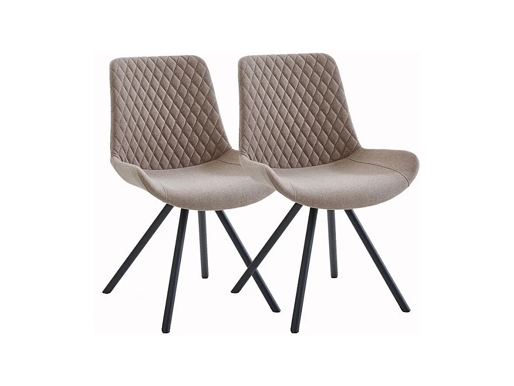 Chaise scandinave tissu taupe et pieds noirs Morane - Lot de 2