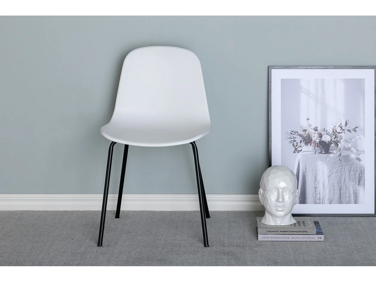 Artic eetkamerstoel kuipstoel wit, zwart.
