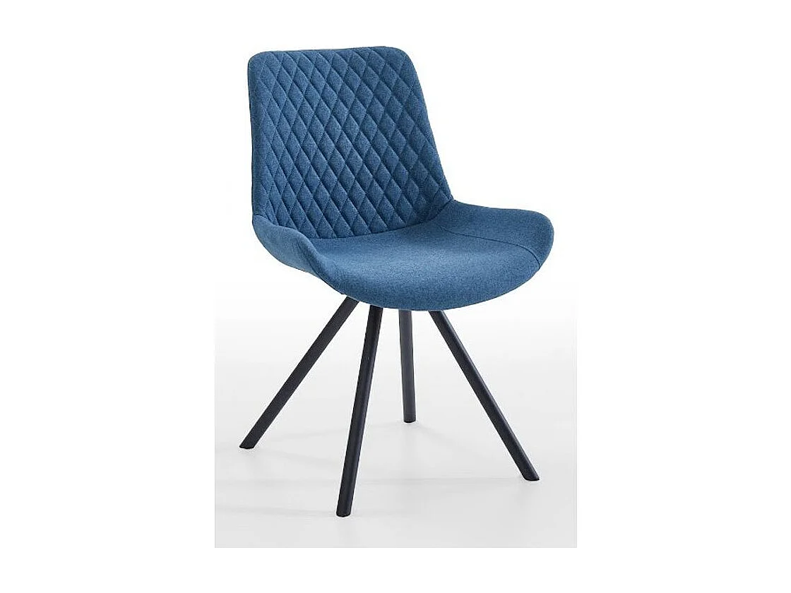 Morane Scandinavische stoel in blauwe stof en zwarte poten - Set van 2