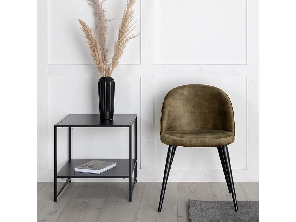 Velvet eetkamerstoel velours groen, zwart.