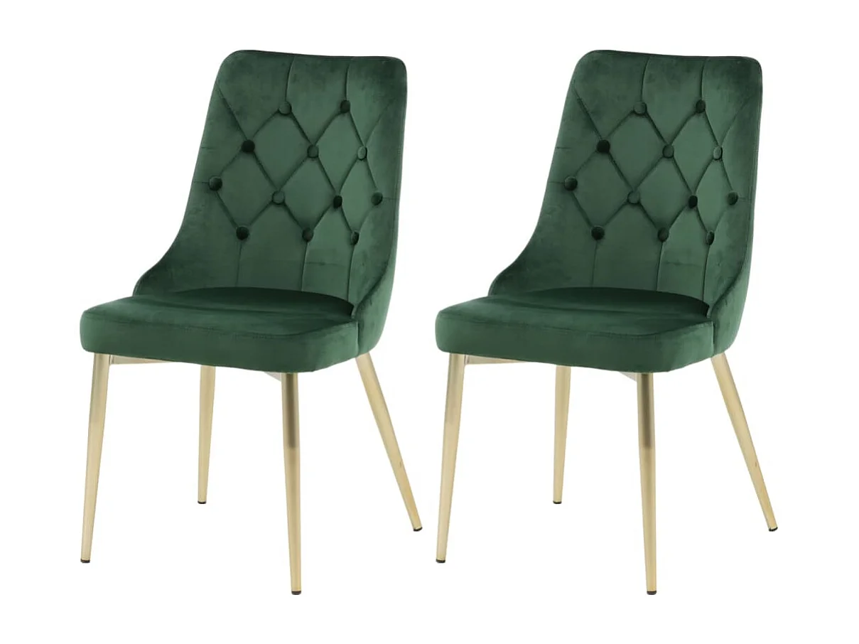 Chaises à manger lot de 2 Velvet Deluxe vert forêt/laiton