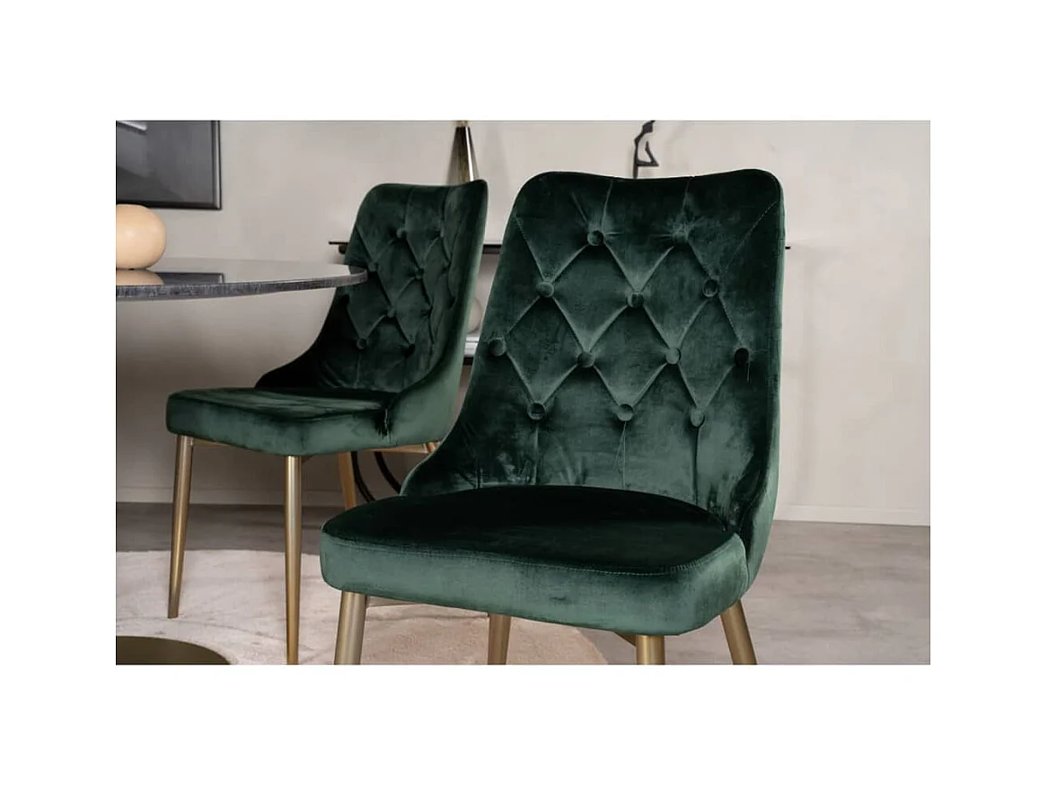 Chaises à manger lot de 2 Velvet Deluxe vert forêt/laiton