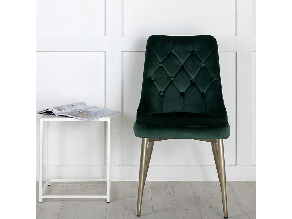 Chaises à manger lot de 2 Velvet Deluxe vert forêt/laiton