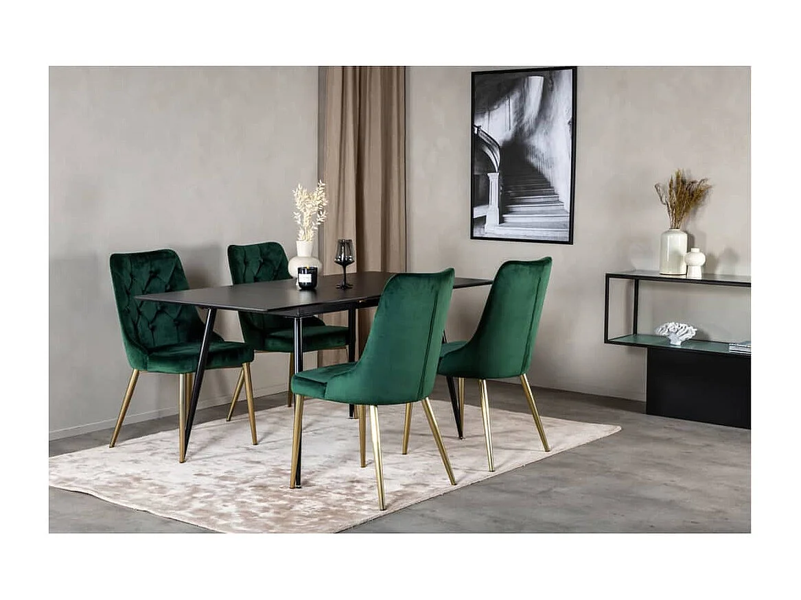 Chaises à manger lot de 2 Velvet Deluxe vert forêt/laiton