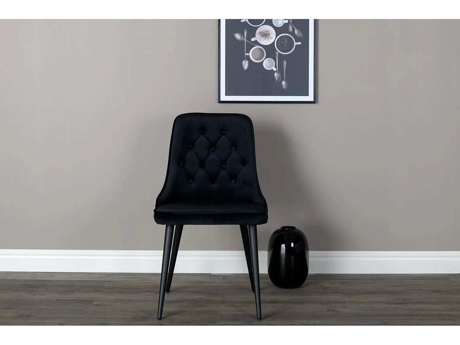 VelvetDeluxe eetkamerstoel velours zwart.