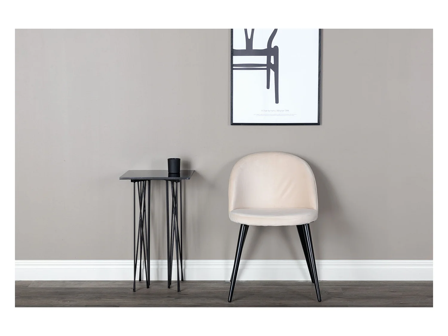 Velvet Chaise de salle à manger en velours, Beige, noir.