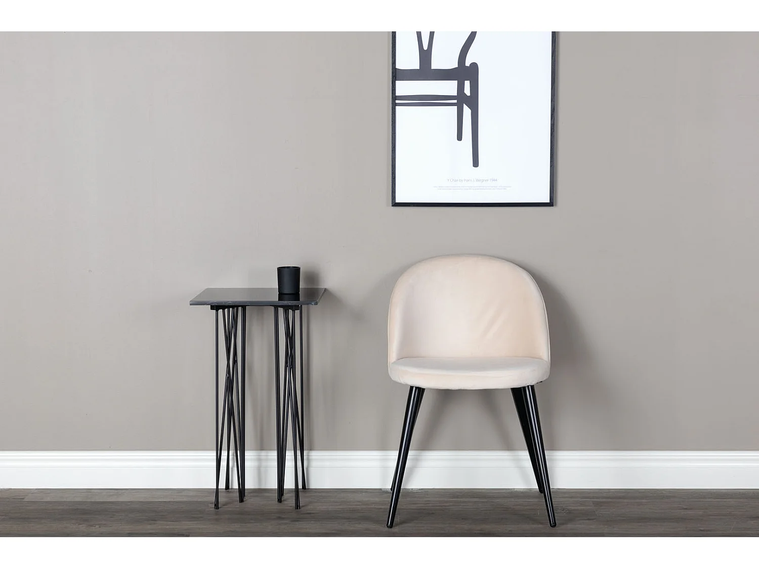 Velvet Chaise de salle à manger en velours, Beige, noir.