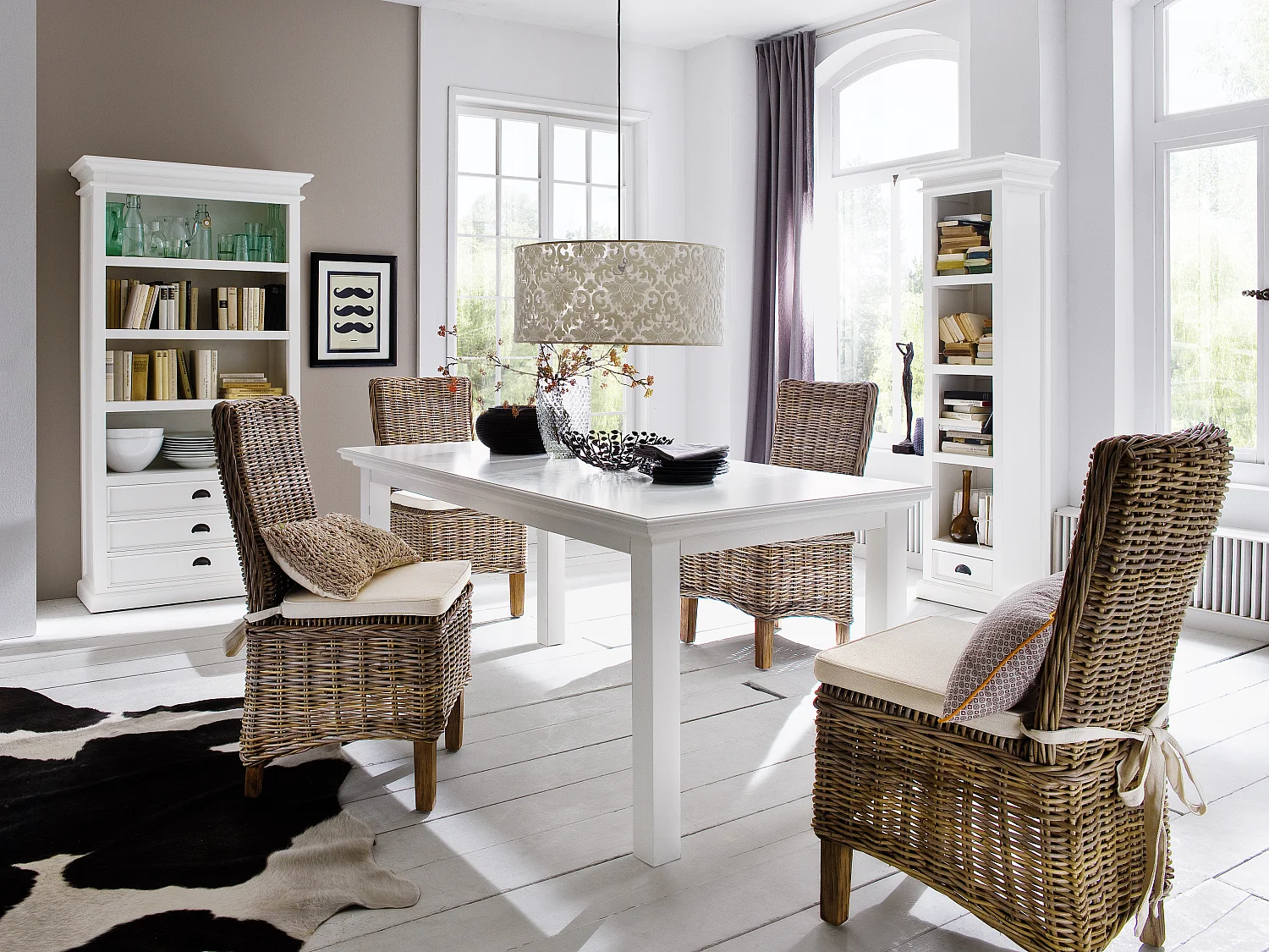 Morin Chaise de salle à manger en rotin naturel, gris.