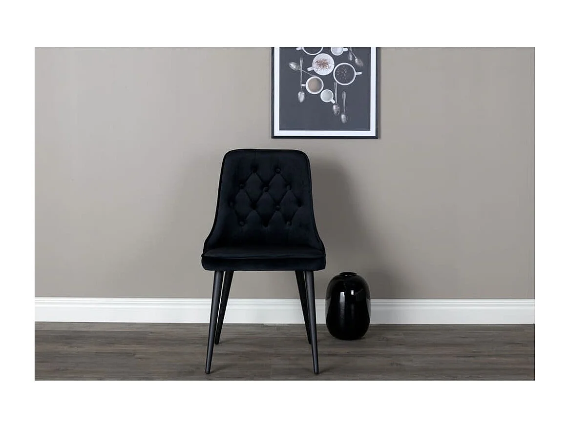 Chaises à manger lot de 2 Velvet Deluxe Polyester noir