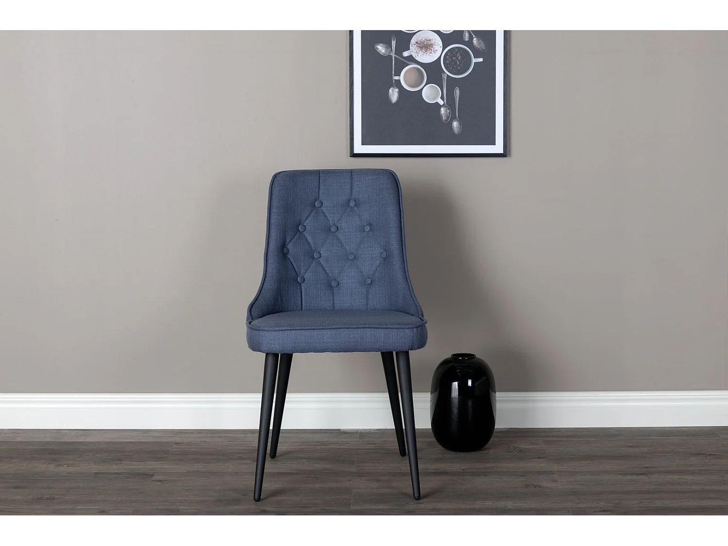 VelvetDeluxe Chaise de salle à manger, bleu, noir.