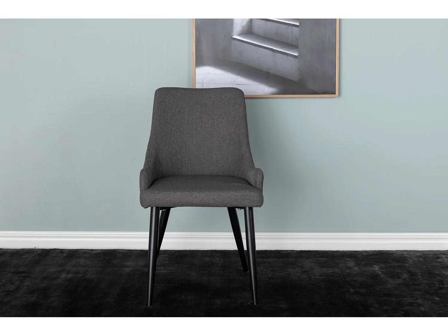 Plaza eetkamerstoel grijs, zwart.