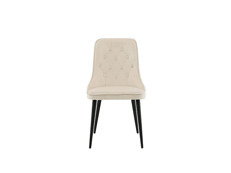 VelvetDeluxe eetkamerstoel velours beige, zwart.