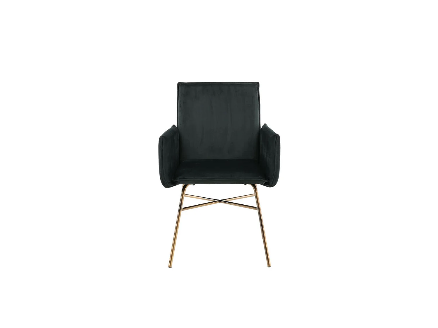 Petra chaise de salle à manger avec accoudoirs, velours noir, décor en laiton.