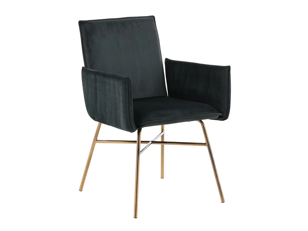 Chaise Design en velours "Petra" 87cm Noir & Cuivre