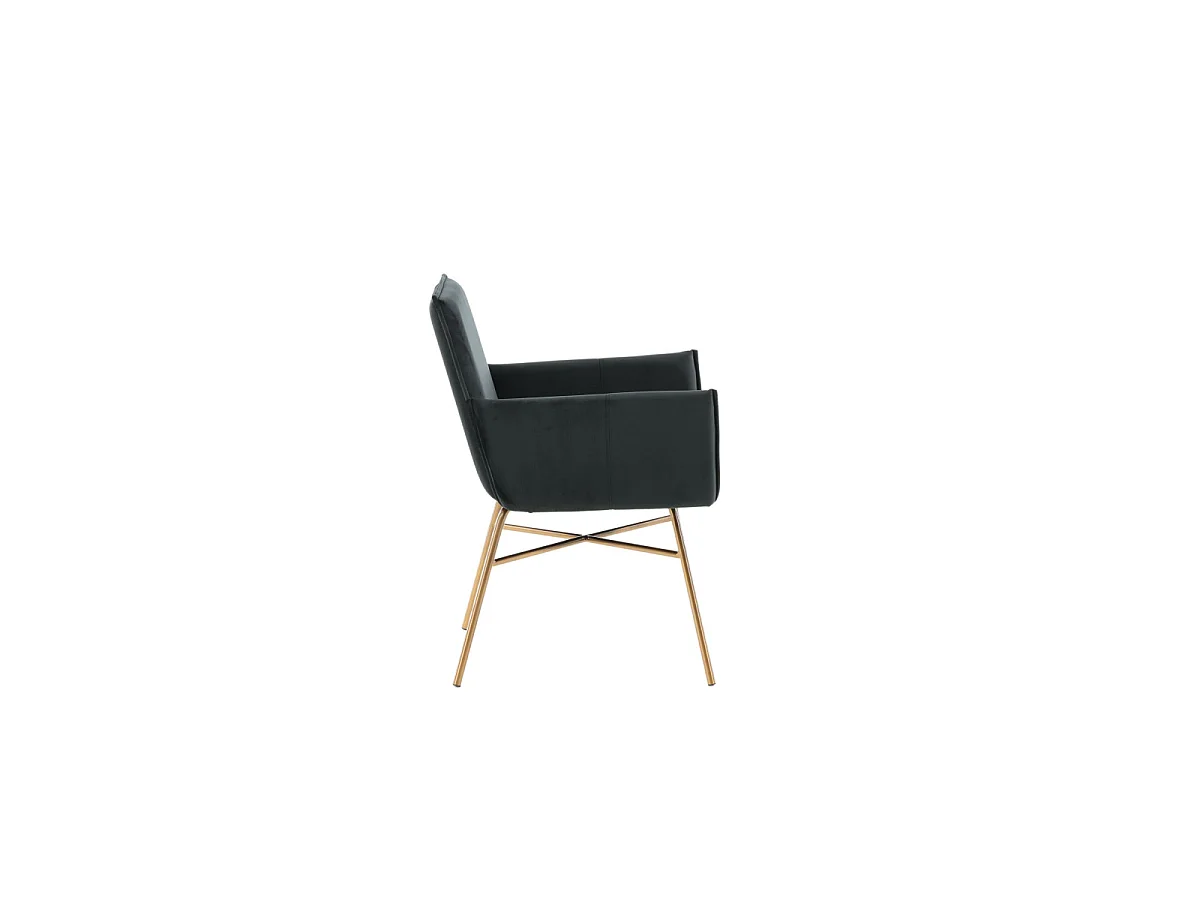 Chaise Design en velours "Petra" 87cm Noir & Cuivre