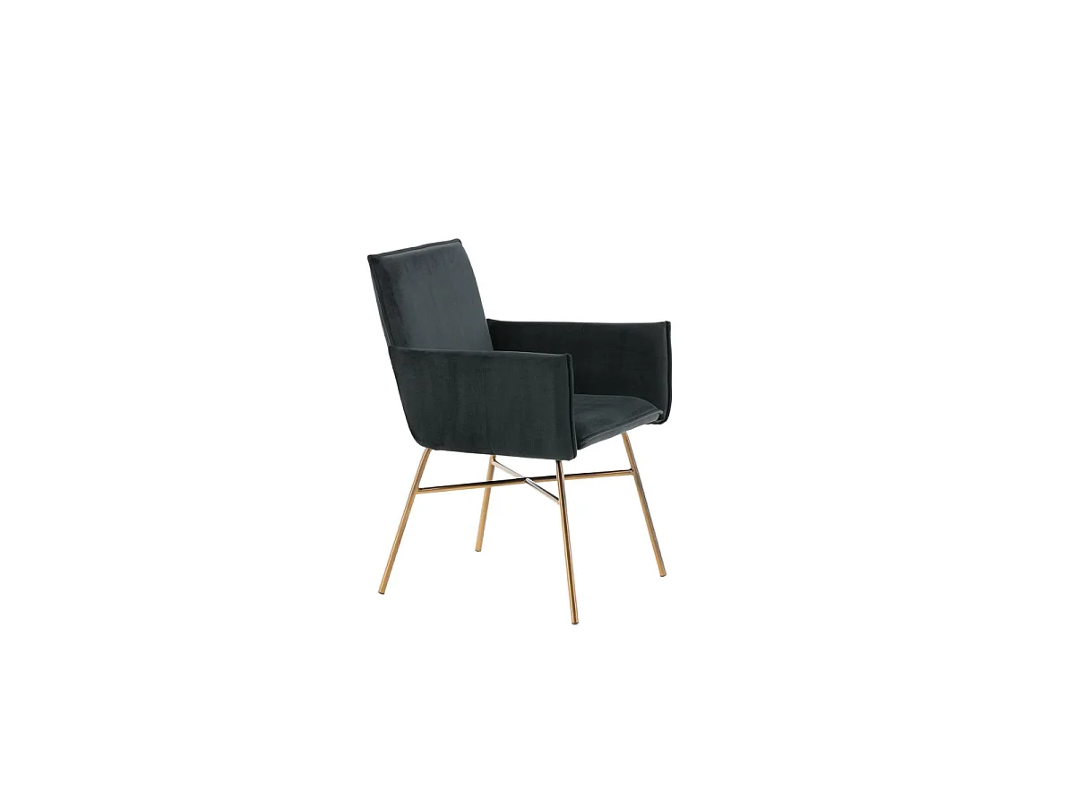 Chaise Design en velours "Petra" 87cm Noir & Cuivre