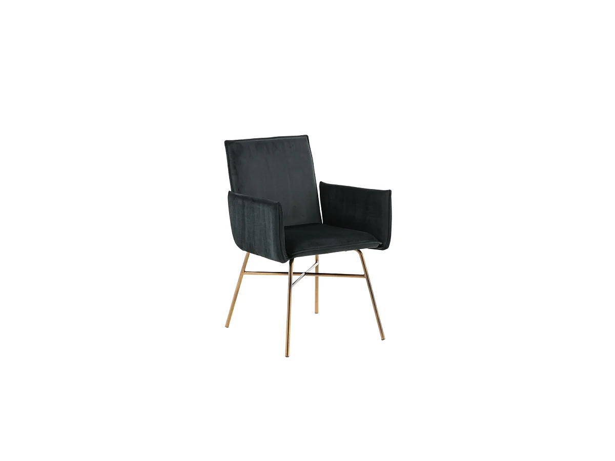 Chaise Design en velours "Petra" 87cm Noir & Cuivre
