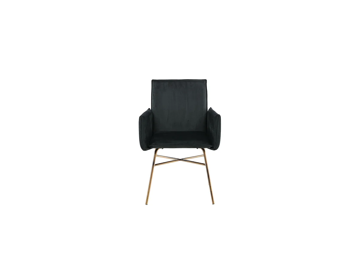 Chaise Design en velours "Petra" 87cm Noir & Cuivre