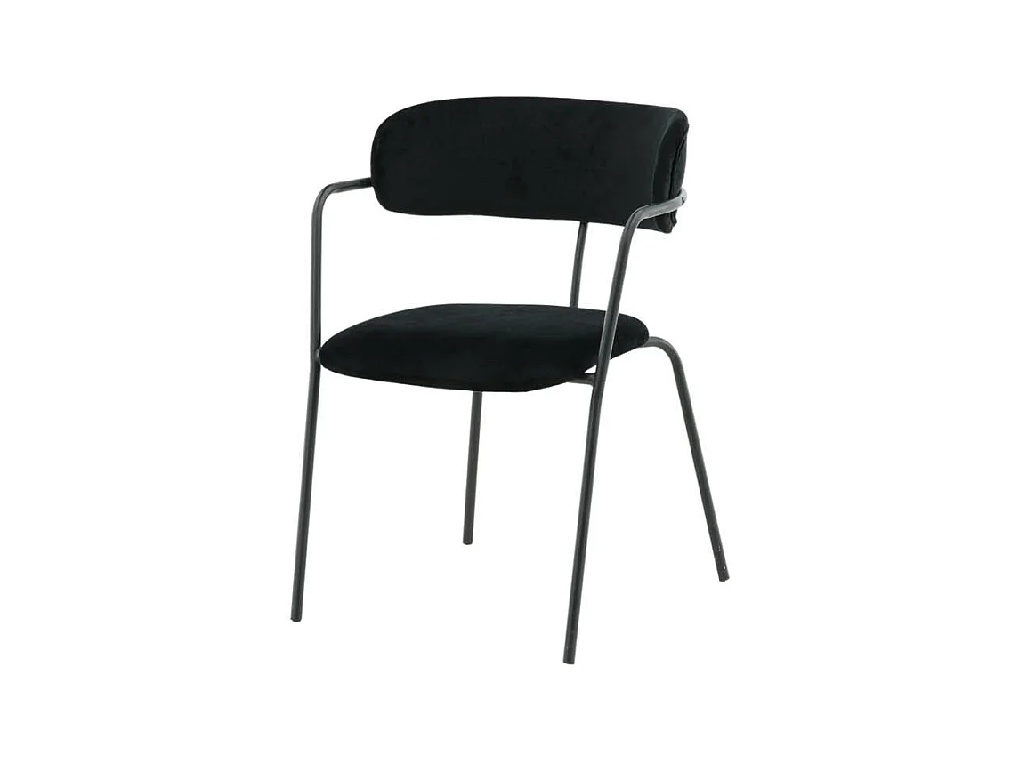 Arrow chaise de salle à manger avec accoudoirs, velours noir.