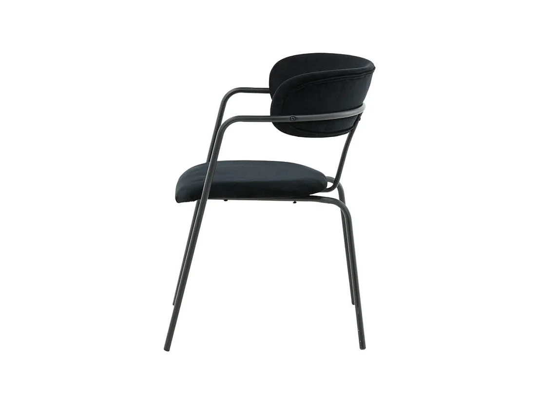 Arrow chaise de salle à manger avec accoudoirs, velours noir.