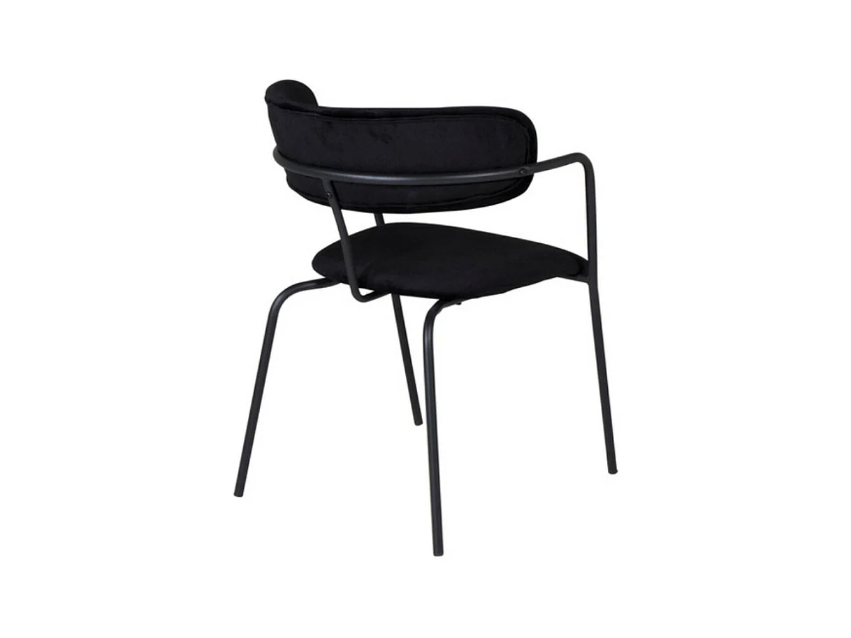 Arrow chaise de salle à manger avec accoudoirs, velours noir.