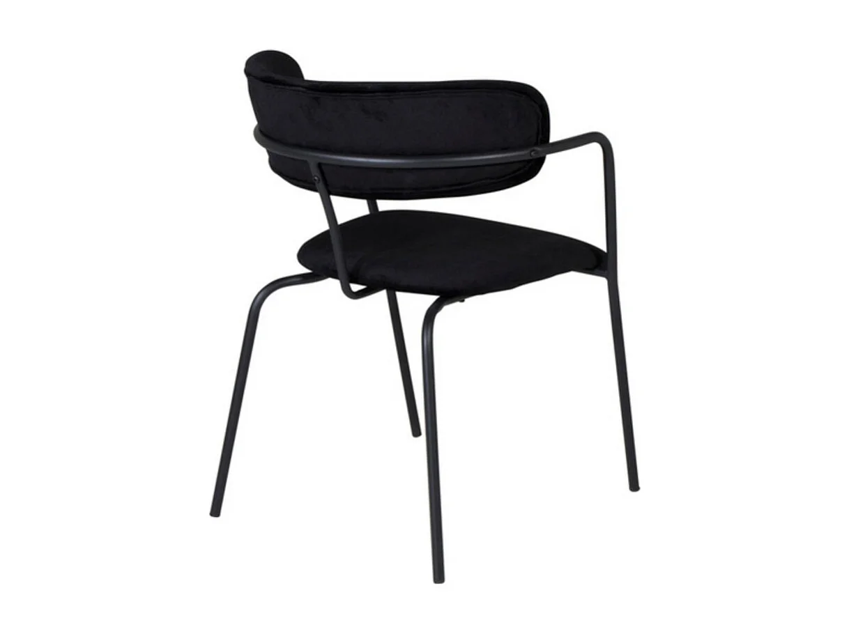 Arrow chaise de salle à manger avec accoudoirs, velours noir.