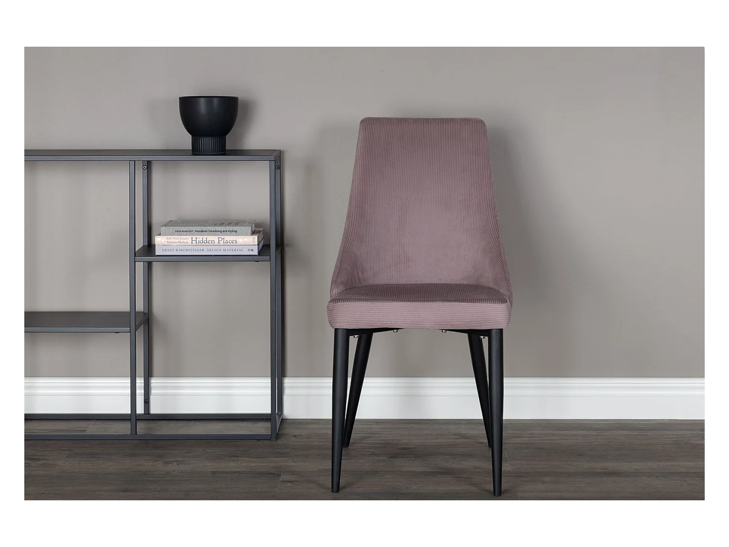 Leone eetkamerstoel fluweel roze, zwart.