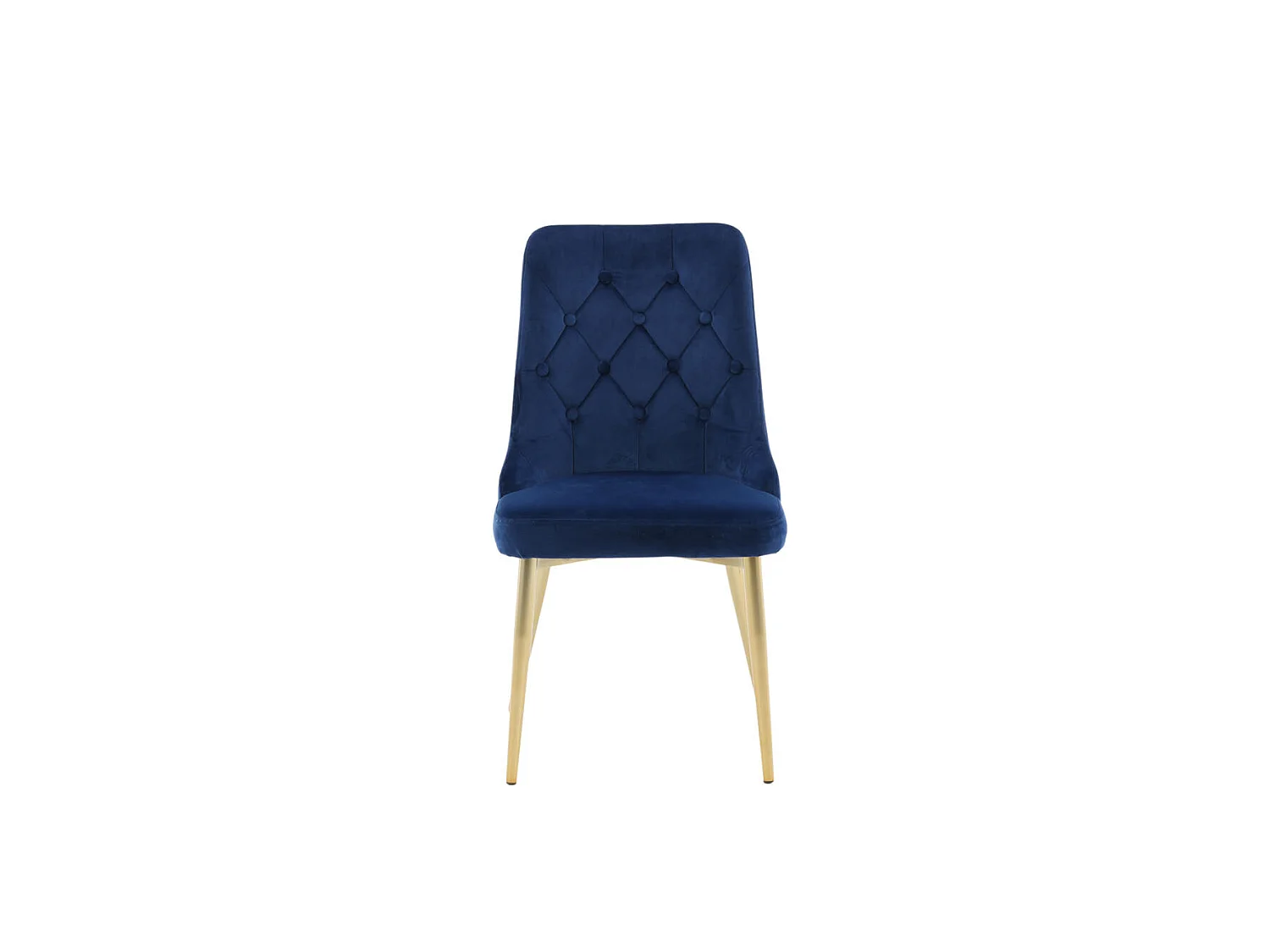 VelvetDeluxe Chaise de salle à manger en velours, bleu, finition laiton.