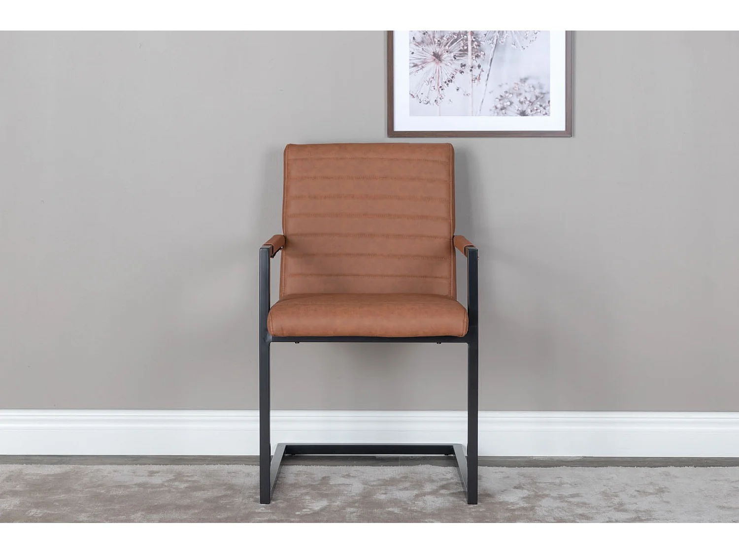 Art eetkamerstoel PU kunstleer bruin.