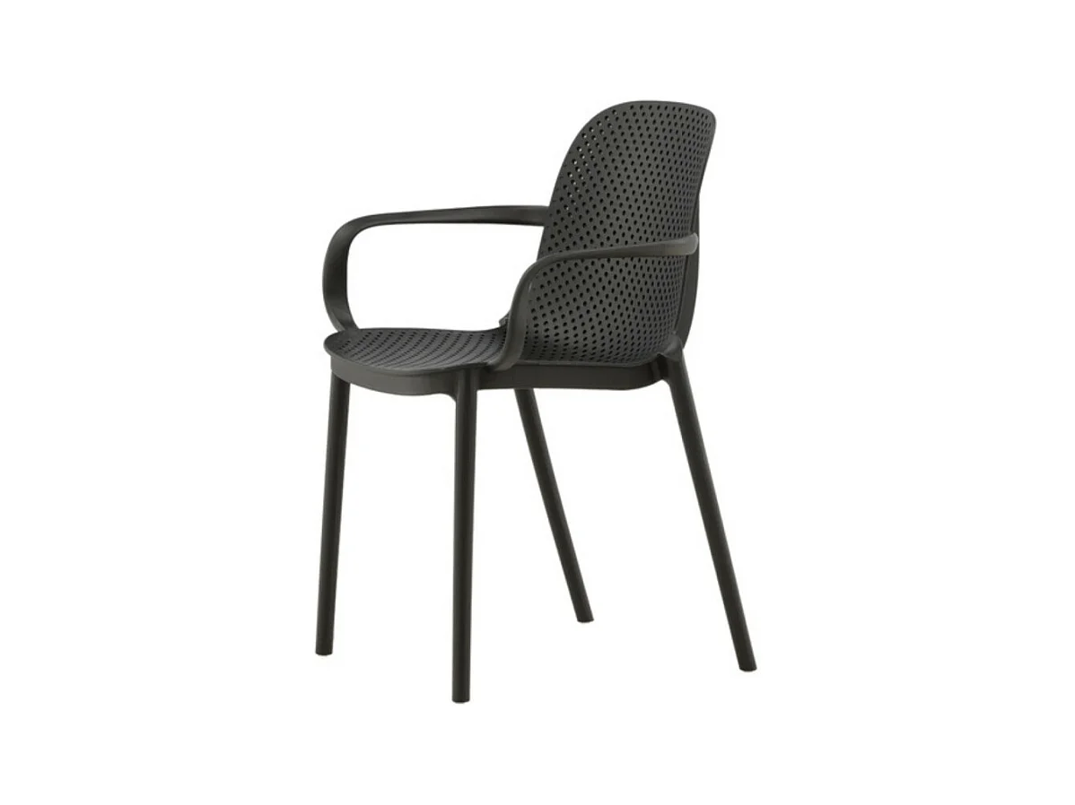 Baltimore eetkamerstoel met armleuningen, kunststof zwart.